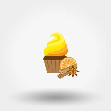 Cupcake icon flat Stock Illustration
