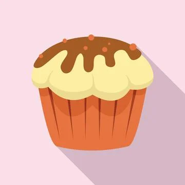 Cupcake icon, flat style Stock Illustration