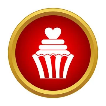 Cupcake icon with heart shape topping イラスト素材
