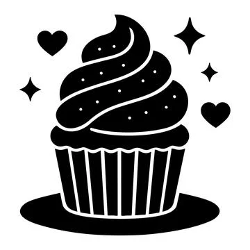 Cupcake Icon with Hearts Stock Illustration