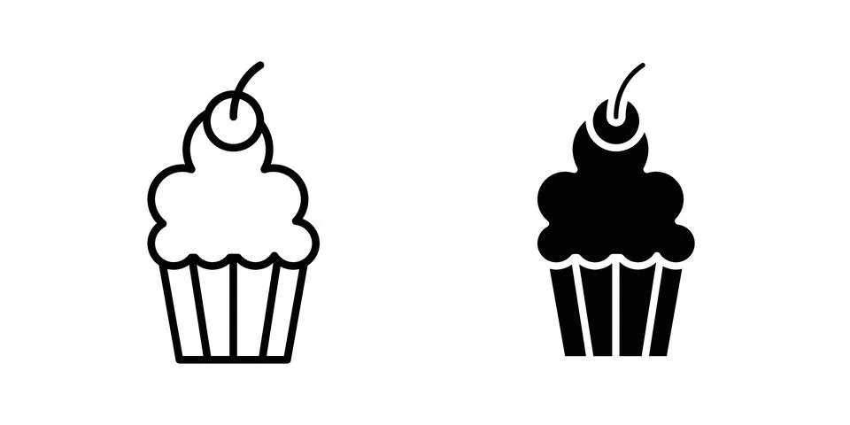 Cupcake icon illustration vector, icon set for apps Stock Illustration