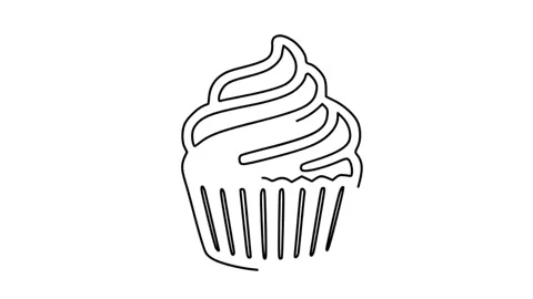 Cupcake icon isolated, black background, hd motion graphic animation Stock Footage 314630295