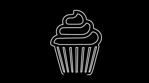 Cupcake icon isolated, black background, hd motion graphic animation Stock Footage 314630297