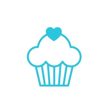 Cupcake icon. Isolated on white background. Blue icon set. Stock Illustration