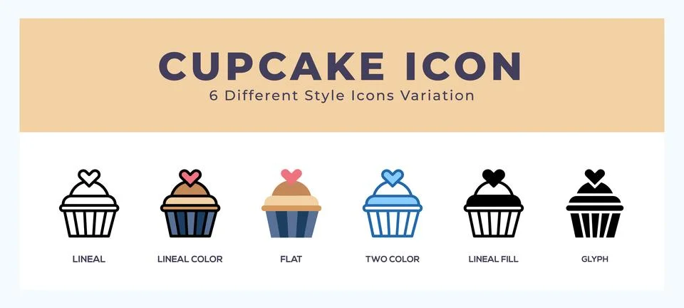 Cupcake icon set. Design elements for logo Stock Illustration