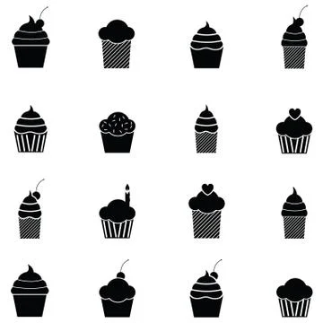 Cupcake icon set Illustrazione stock