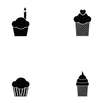 Cupcake icon set Stock Illustration