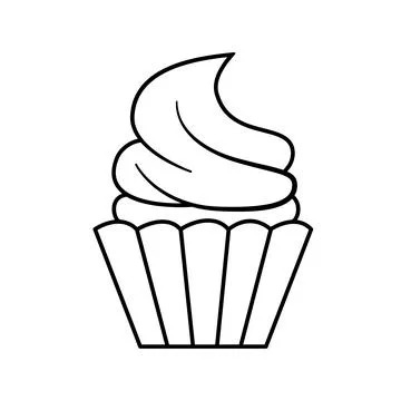 Cupcake icon, Simple outline vector illustration Stock Illustration