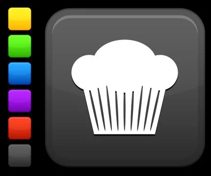 Cupcake icon on square internet button Stock Illustration