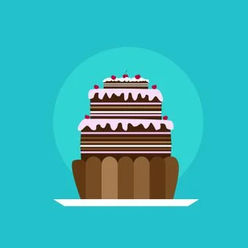 Cupcake Icon Tasty Cake Flat Vector Illustrazione stock