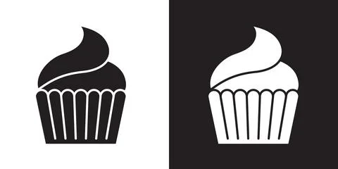 Cupcake icon. Two color version of cupcake vector icon isolated on white and Stock Illustration