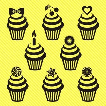 Cupcake icons Illustrazione stock