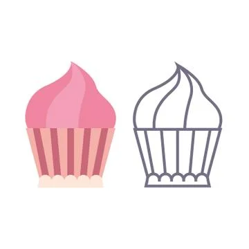 Cupcake. Icons on isolated background Stock Illustration