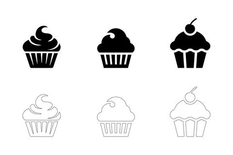 Cupcake icons set Stock-Illustration