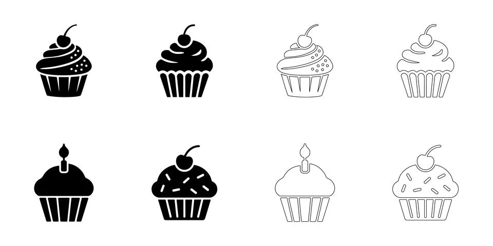 Cupcake icons set Stock Illustration