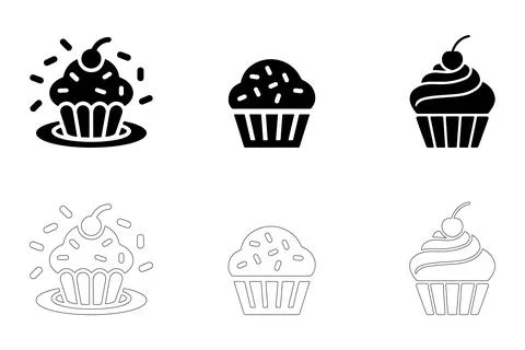Cupcake icons set Stock Illustration