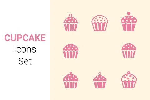 Cupcake icons set Stock Illustration