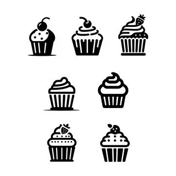 Cupcake icons set Illustrazione stock