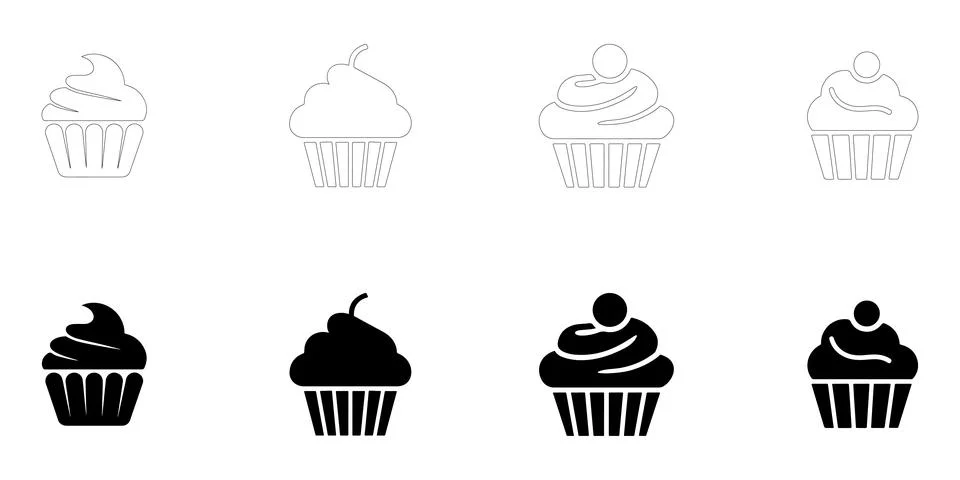 Cupcake icons set Stock Illustration