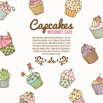 Cupcake illustration. Bakery background Stock Illustration