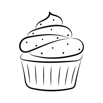 Cupcake illustration in doodle style. Vector illustration isolated on white b Stock Illustration