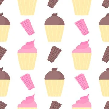 Cupcake illustration seamless pattern Stock Illustration
