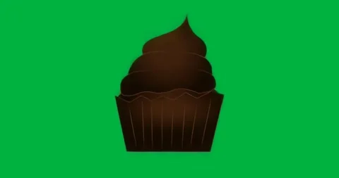 Cupcake illustration staying static on transparent backdrop while blue outline Stock Footage 317456630