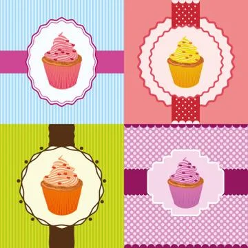Cupcake invitation cards Stock Illustration