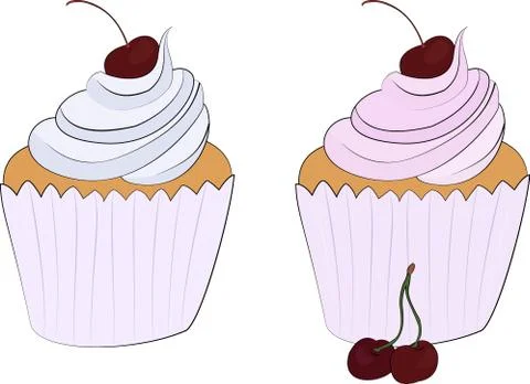 Cupcake. Isolated on white icon set. Vector illustration Illustrazione stock