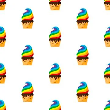 Cupcake. Kawaii. Icon. Vector. Flat. Stock Illustration