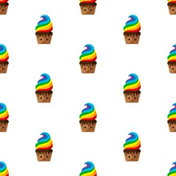 Cupcake. Kawaii. Icon. Vector. Flat. Stock Illustration