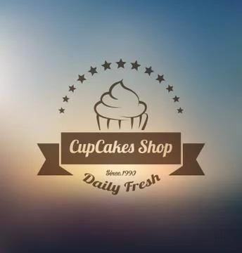 Cupcake label logo template Stock Illustration
