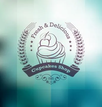 Cupcake label in retro style Stock Illustration