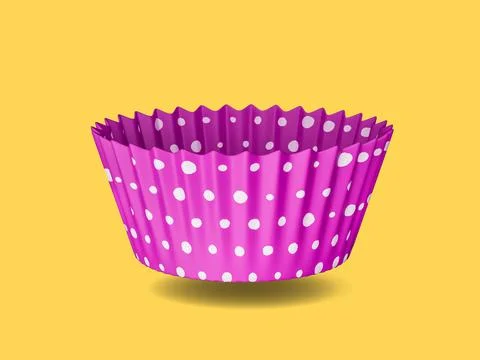 Cupcake liner on yellow  background 3d illustration. 스톡 일러스트