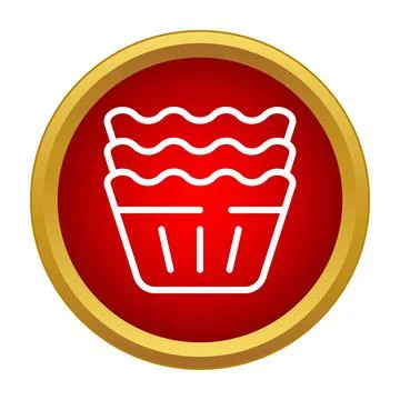 Cupcake liners stack icon on red button 스톡 일러스트