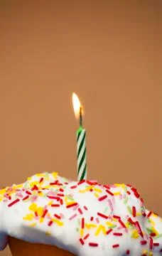 Cupcake with a lit candle Stock Photos