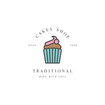 Cupcake logo concept in simple style Stock Illustration