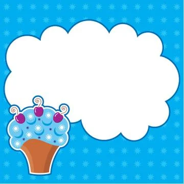 Cupcake with message cloud. frame for a photo, form Stock Illustration
