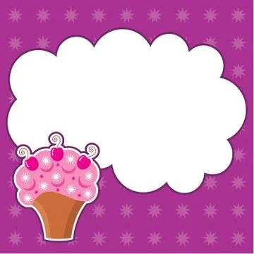 Cupcake with message cloud. frame for a photo, form Stock Illustration