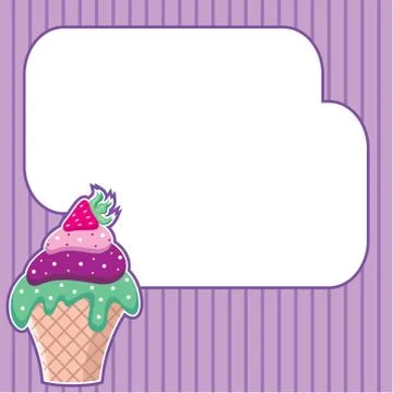 Cupcake with message cloud. frame for a photo, form Stock Illustration