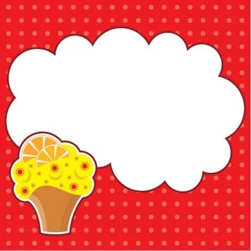 Cupcake with message cloud. frame for a photo, form イラスト素材