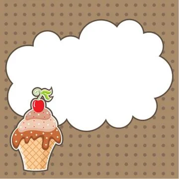 Cupcake with message cloud. frame for a photo, form Stock Illustration