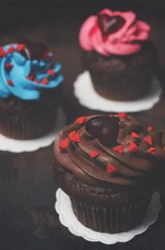 Cupcake with Mini-Hearts Stock Photos