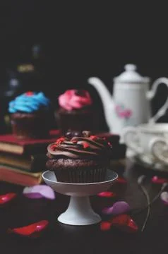 Cupcake with Mini-Hearts Stock Photos
