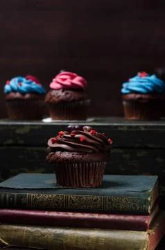 Cupcake with Mini-Hearts Stock Photos
