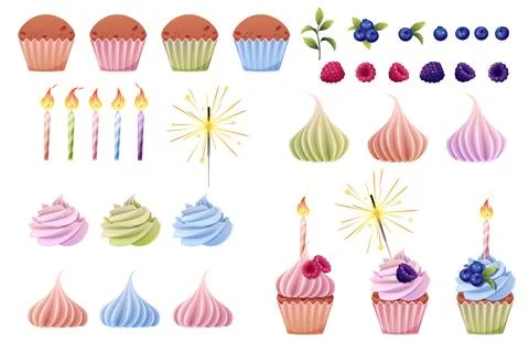 Cupcake, muffin constructor kit, cake cups. Cupcake constructor. Create you.. Stock Illustration