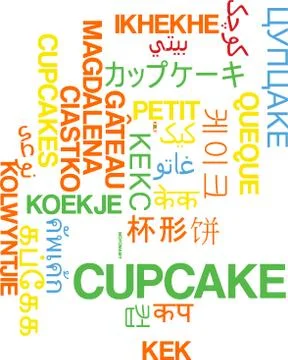 Cupcake multilanguage wordcloud background concept Stock Illustration