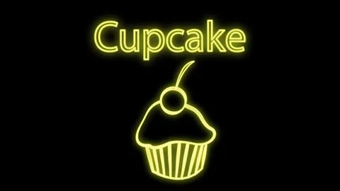 Cupcake neon icon. Elements of fast food set. Simple icon for websites, web d Stock Illustration
