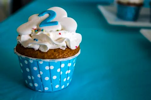 Cupcake with number two on top Stock Photos