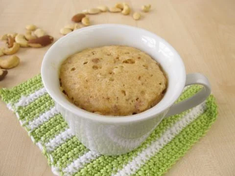 Cupcake with nuts from microwave Stock Photos